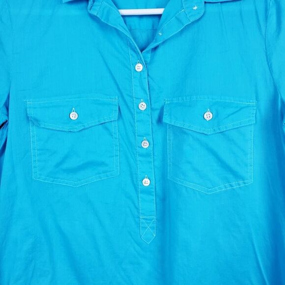 J.Crew Button Pullover Top Blue Size O XS - Picture 5 of 7